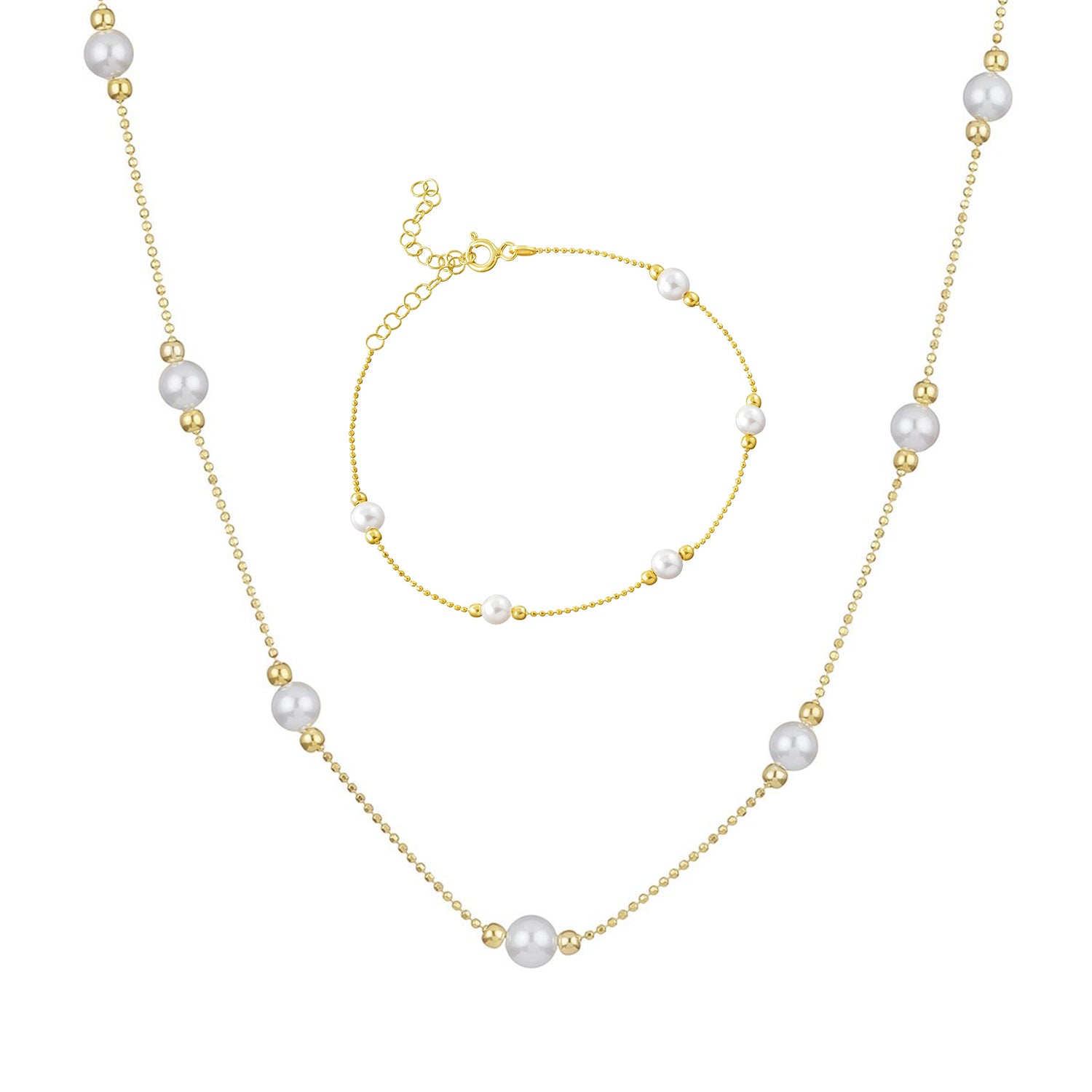 Meinekette & Armband Perlen – Halskette Set -